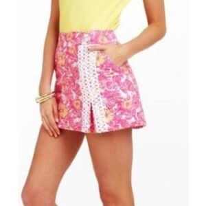 Lilly Pulitzer Jarvey Skort 100% Cotton in Pink Chum Bucket Size 10